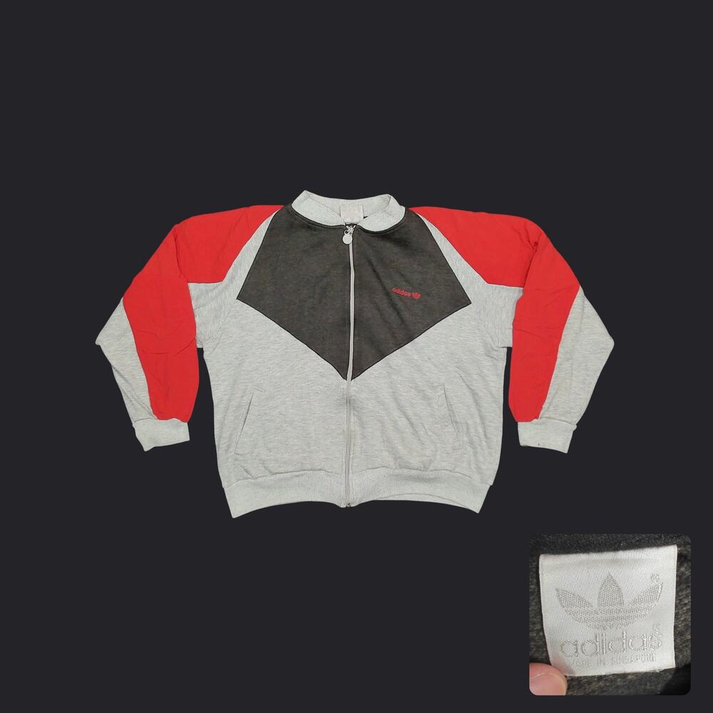 Vintage 80s Adidas Trefoil Colorblock Track Jacket Womens XL Oversized